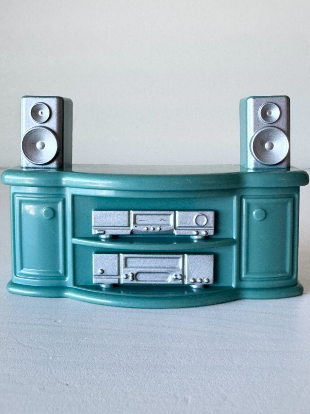 Dollhouse ENTERTAINMENT STAND Green w/ Speakers Stereo VCR Furniture